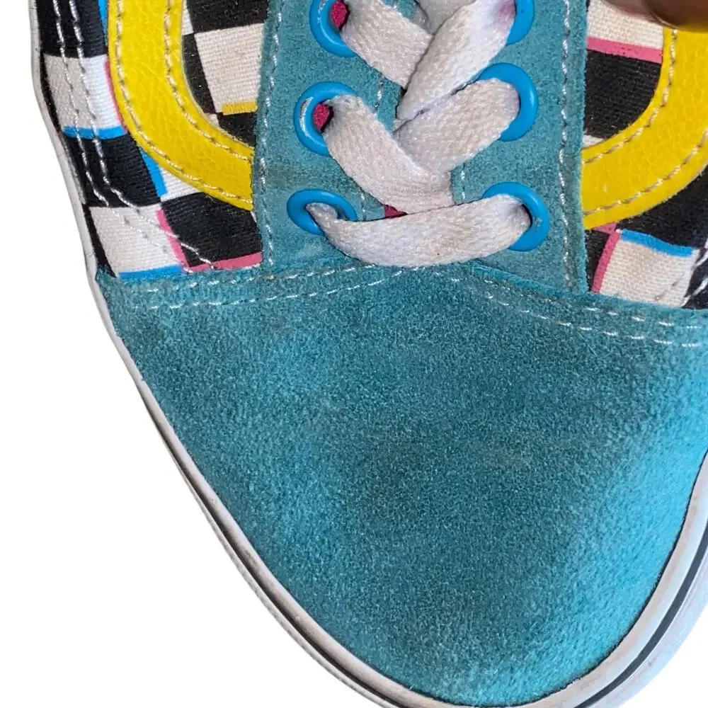 Vans Off the Wall Old Skool Crazy Check Neon Sneakers Mens 6.5 Womens 8
